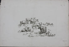 Load image into Gallery viewer, Anton Herzinger. Herd of cows, shepherd, and a dog. Engraving. 1816.