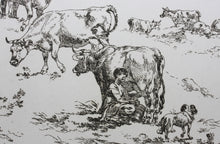 Load image into Gallery viewer, Anton Herzinger. Herd of cows, shepherd, and a dog. Engraving. 1816.