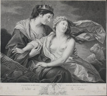 Load image into Gallery viewer, Louise Élisabeth Vigée-Le Brun, after. Innocence taking refuge in the arms of Justice. Engraving by Francesco Bartolozzi. 1783.