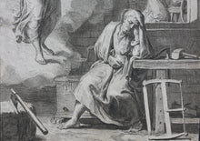 Load image into Gallery viewer, Nicolas Poussin, after. Jacques Stella, after. The dream of St Joseph. Engraving and etching by Francesco Polanzani. 1715-1756.