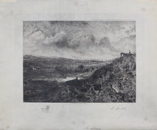 Load image into Gallery viewer, Charles-Louis  Kratke. Valley landscape under the stormy sky. Etching. 1891.
