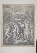 Load image into Gallery viewer, Perino del Vaga, after. The Three Goddesses Preparing for the Judgment of Paris. Engraving by Philippe Simonneau. 1729-1740.