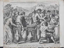 Load image into Gallery viewer, Raphael, after. Melchizedek offering bread and wine to Abraham. Engraving by Cesare Fantetti. 1675.