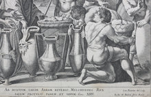 Load image into Gallery viewer, Raphael, after. Melchizedek offering bread and wine to Abraham. Engraving by Cesare Fantetti. 1675.