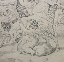 Load image into Gallery viewer, Raphael, after. The procession of Silenus. Engraving by Agostino Veneziano. 1515-1530.