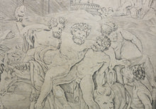 Load image into Gallery viewer, Raphael, after. The procession of Silenus. Engraving by Agostino Veneziano. 1515-1530.