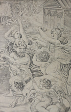 Load image into Gallery viewer, Raphael, after. The procession of Silenus. Engraving by Agostino Veneziano. 1515-1530.