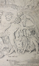 Load image into Gallery viewer, Raphael, after. The procession of Silenus. Engraving by Agostino Veneziano. 1515-1530.