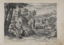 Load image into Gallery viewer, Maarten de Vos, after. Lamech and his family. Engraving by Jan Sadeler I. 1586.
