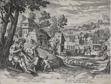 Load image into Gallery viewer, Maarten de Vos, after. Lamech and his family. Engraving by Jan Sadeler I. 1586.