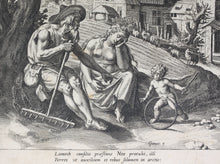 Load image into Gallery viewer, Maarten de Vos, after. Lamech and his family. Engraving by Jan Sadeler I. 1586.