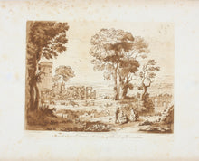 Load image into Gallery viewer, Claude Lorrain, after. A Landscape with Buildings and Cattle. Etching by Richard Earlom. 1775.