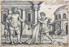 Load image into Gallery viewer, Sebald Beham. Lichas presenting Hercules with the poisoned tunic. Engraving. 1542-1548.
