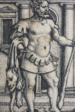 Load image into Gallery viewer, Sebald Beham. Lichas presenting Hercules with the poisoned tunic. Engraving. 1542-1548.