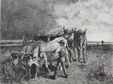 Load image into Gallery viewer, Constant Troyon, after. Oxen Ploughing. Engraving by Charles Courtry. 1860.