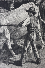 Load image into Gallery viewer, Constant Troyon, after. Oxen Ploughing. Engraving by Charles Courtry. 1860.