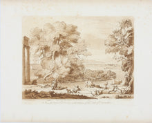 Load image into Gallery viewer, Claude Lorrain, after. Pastoral Landscape. Etching by Richard Earlom. 1775.
