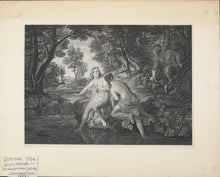 Load image into Gallery viewer, Benno Friedrich Törmer, after. Two bathing nymphs surprised by a satyr. Engraving by Moritz Edwin Kluge. 1836.