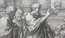 Load image into Gallery viewer, Raphael, after. Saint Paul preaching to the Corinthians. Etching by Gérard Audran. XVII C.