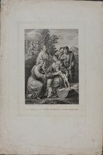 Load image into Gallery viewer, Bartolomeo Ramenghi, after. Francesco Rosaspina, after. Holy Family with Saints. Etching by Giuseppe Asioli. 1830.
