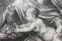 Load image into Gallery viewer, Bartolomeo Ramenghi, after. Francesco Rosaspina, after. Holy Family with Saints. Etching by Giuseppe Asioli. 1830.