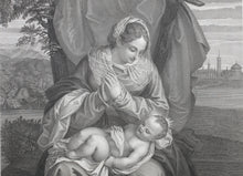 Load image into Gallery viewer, Titian, after. Mater Salvatoris. Engraving by Aronne Mauri.