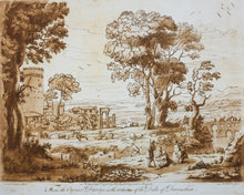 Load image into Gallery viewer, Claude Lorrain, after. A Landscape with Buildings and Cattle. Etching by Richard Earlom. 1775.