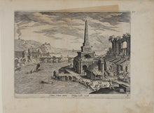 Load image into Gallery viewer, Hendrick van Cleve, after. Landscape with obelisk. Engraving by Adriaen Collaert. 1587