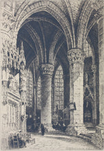 Load image into Gallery viewer, Charles Pinet. Interior of the Chartres Cathedral. Etching. 1920th.
