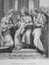 Load image into Gallery viewer, Pellegrino Tibaldi, after. Francesco Rosaspina, after. Marriage of S. Catterina. Etching by Antonio Marchi. 1830.