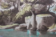 Load image into Gallery viewer, Claude Lorrain, after. A View of a mountainous and rocky Country. Etching by Richard Earlom. Hand-colored. 1775.
