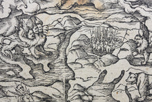Load image into Gallery viewer, Hans Lufft, after. Daniel's Dream Map. Woodcut by Jost Amman and Virgil Solis. Late XVI C.