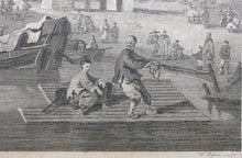 Load image into Gallery viewer, William Alexander, after. Chinese Barges of the Embassy passing under a Bridge. Engraving by William Byrne. 1796.