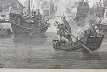 Load image into Gallery viewer, William Alexander, after. Chinese Barges of the Embassy passing under a Bridge. Engraving by William Byrne. 1796.