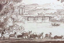 Load image into Gallery viewer, Claude Lorrain, after. Pastoral Landscape. Etching by Richard Earlom. 1776.