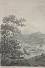 Load image into Gallery viewer, William Alexander, after. View of the Tower of the Thundering Winds on the borders of the Lake See-Hoo, taken from the Vale of Tombs. Engraving by John George Landseer & T. Shirt. 1796.