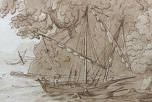 Load image into Gallery viewer, Claude Lorrain, after. Coast Scene with Artist Drawing. Etching by Richard Earlom. 1776.
