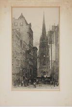 Load image into Gallery viewer, Frank M. Gregory. Old Trinity and Wall Street. Etching. 1885–86.