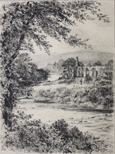Load image into Gallery viewer, Edward Slocombe. The Wharfe: Bolton Abbey. Etching. c. 1880.