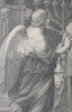 Load image into Gallery viewer, Andrea Sacchi, after. Desiderio de Angelis, after. Annunciation of Zechariah. Engraving by Pietro Leone Bombelli .