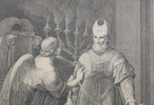 Load image into Gallery viewer, Andrea Sacchi, after. Desiderio de Angelis, after. Annunciation of Zechariah. Engraving by Pietro Leone Bombelli .