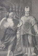 Load image into Gallery viewer, Andrea Sacchi, after. Desiderio de Angelis, after. Annunciation of Zechariah. Engraving by Pietro Leone Bombelli .