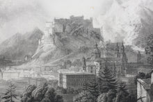 Load image into Gallery viewer, Karl Ludwig Frommel. View of Salzburg. Engraving. 1842,.