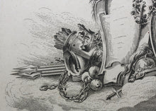Load image into Gallery viewer, Jean-Charles Delafosse, after. Cartouche with guns. Etching by Johann Georg Hertel. 1771 - 1775.