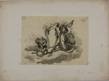 Load image into Gallery viewer, Jean-Charles Delafosse, after. Cartouche with guns. Etching by Johann Georg Hertel. 1771 - 1775.