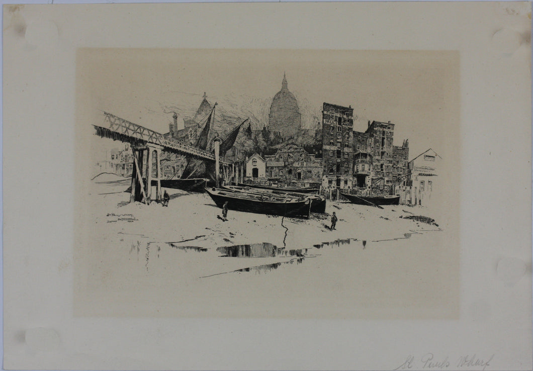 ﻿Joseph Pennell. St Paul's Wharf, London. Etching. 1884.