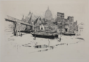 ﻿Joseph Pennell. St Paul's Wharf, London. Etching. 1884.