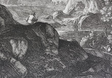 Load image into Gallery viewer, Herman van Swanevelt. The large waterfall, Etching. 1620-1655.