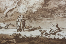 Load image into Gallery viewer, Claude Lorrain, after. Pastoral Landscape. Etching by Richard Earlom. 1775.