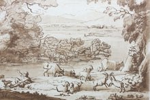 Load image into Gallery viewer, Claude Lorrain, after. Pastoral Landscape. Etching by Richard Earlom. 1775.
